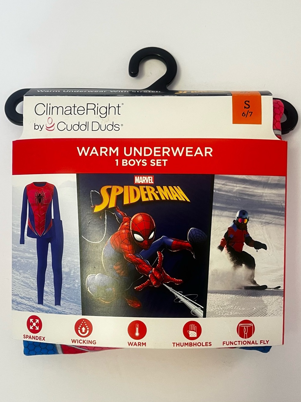 Cuddl Duds Marvel Spider-Man Thermal Set Boys Size 6/7 New